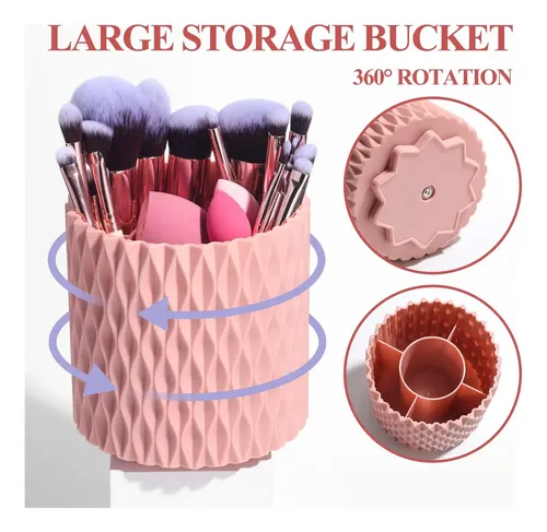 Set Brochas Esponja Soporte Giratorio 360o Profesional Rosado