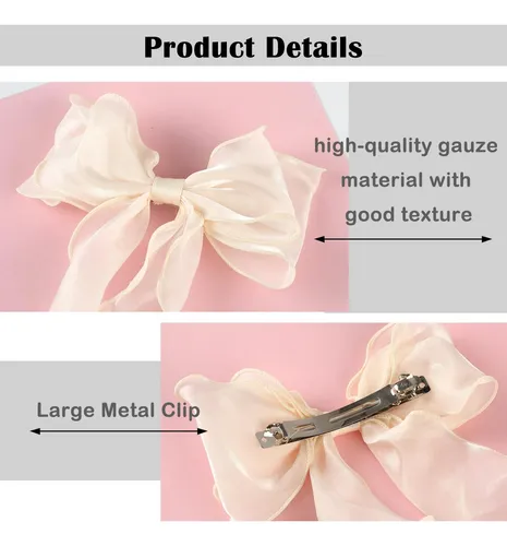 Lazos Para El Cabello Hltoo Grandes Con Cinta 4pcs Champagne