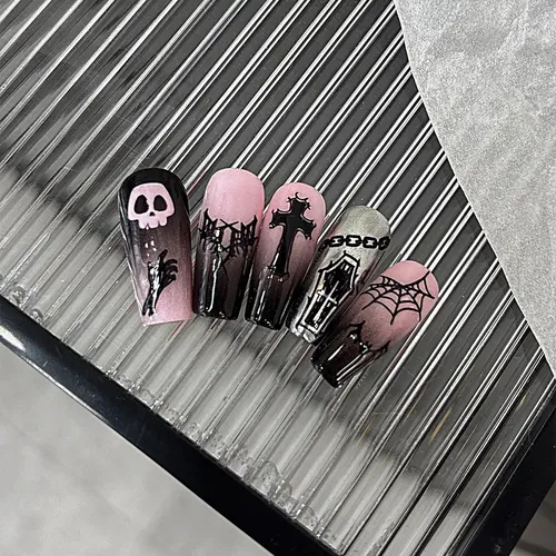 Pegatinas De Uñas Con Grafiti Negro Oscuro For Halloween 20