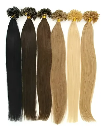 Extensiones X Unidad De Cabello Pelo Natural 40cm Con Color
