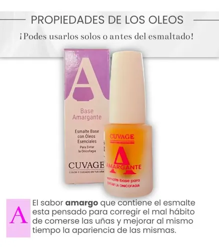 Esmalte Tratamiento Onicofagia Base Amargante Oleos Cuvage Transparente