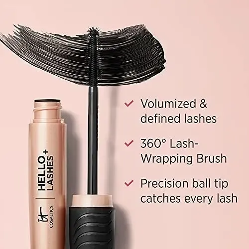 Pestañina It Cosmetics Hello Lashes+ Volumizing Negra. Color Negro