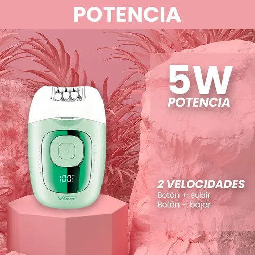 Depiladora Mujer Led Recargable Vgr V-760 18 Pinzas Luz Verde