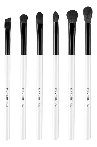 Set De Brochas Para Ojos Evrchgiea 6 Unidades Negro Mate
