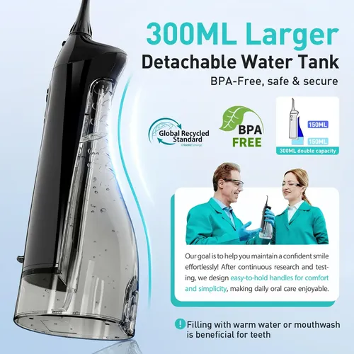Coslus Irrigador Dental Portátil 300ml Negro Negro