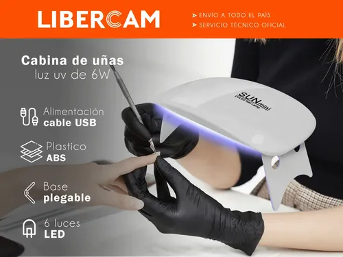 Cabina De Uñas Lampara Luz Led Secador Uv LIBERCAM RUÑA-01 Manos Esculpida 6w Color Blanco