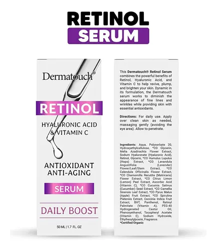 Sérum De Retinol Con Ácido Hialurónico Dermatouch, 1.7 Onzas Seca Día/noche