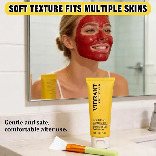Mascarilla De Arcilla Roja Con Brocha De Silicona Afalin