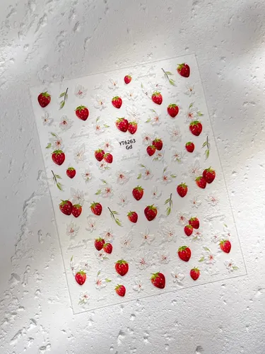 Pegatinas Para Uñas De Fresa Y Flores Jelly