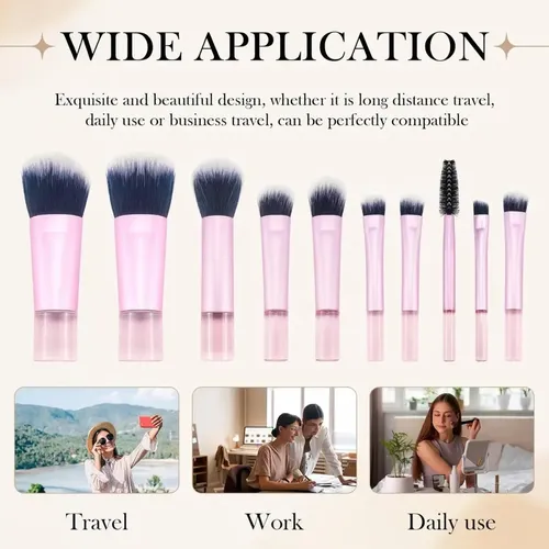 Set 10 Piezas Brochas De Maquillaje Con Estuche