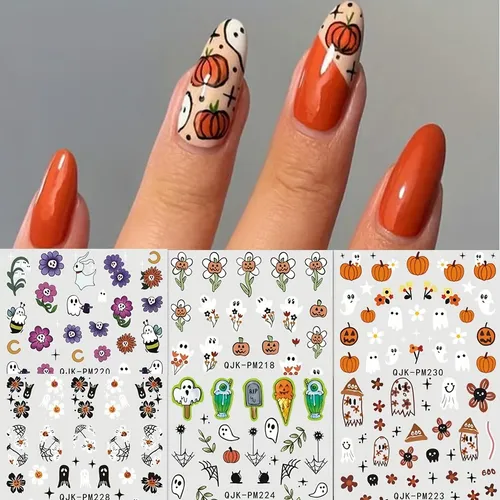 Calcomanías Para Uñas De Halloween Bhooka 9 Hojas 3d Autoadh