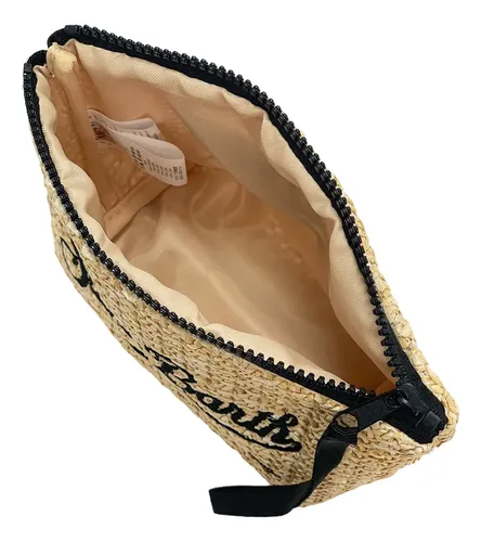 La Bolsa De Maquillaje Rafia Verano – Bordado Con Asa Rosa