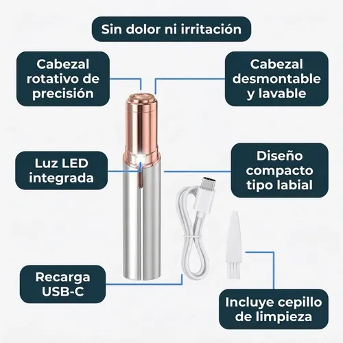 Depiladora Facial Eléctrica Usb Recargable Corporal