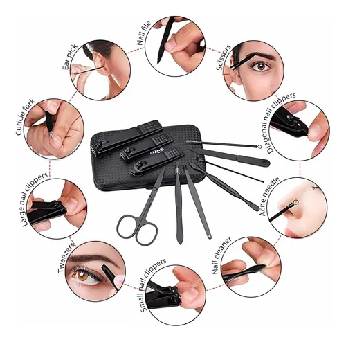 Set 10 Piezas Kit De Manicura Y Pedicura Con Estuche