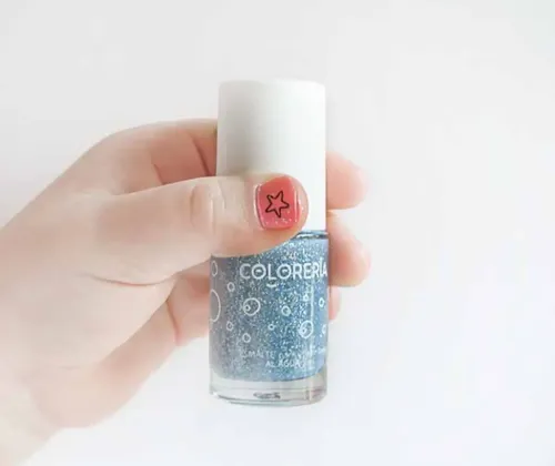 Set De Esmaltes X3 + Tatuajes Lavables Infantil Color ROSA, GLITTER Y LILA
