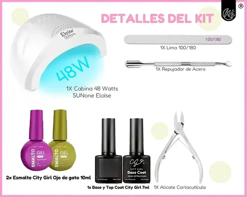 Kit Esmaltado Semipermanente Cabina Uv Led Completo Inicial