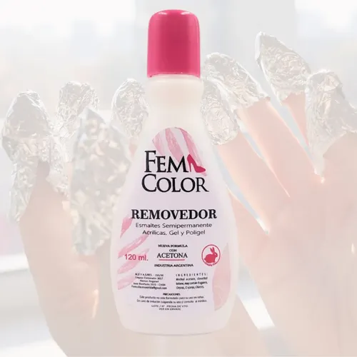 Removedor Acetona Uñas Acrilicas Esmalte Uv Femcolor 120 Ml