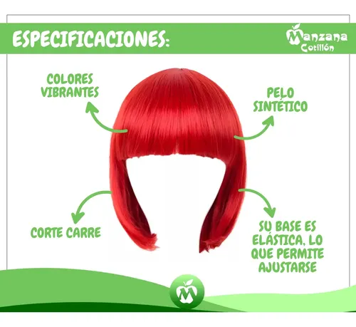 Combo X12 Peluca Carre Rojo Cotillon Carioca Disfraz