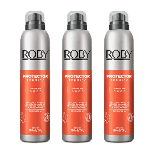 Roby Kit 3u Protector Térmico Para Cabellos 190ml