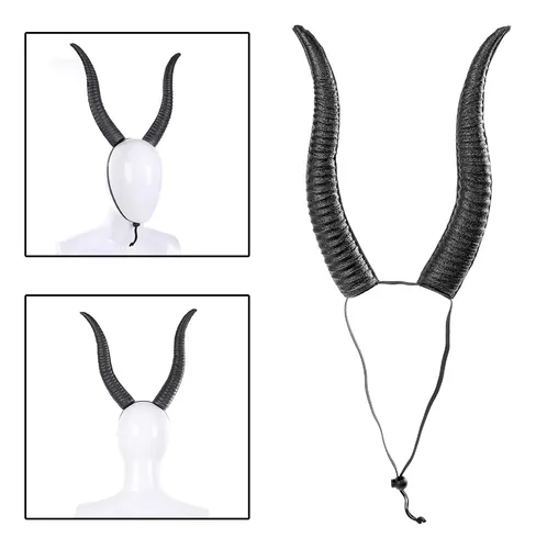 Diadema De Cuerno De Antílope Negro Para Disfraz Y Maquillaj
