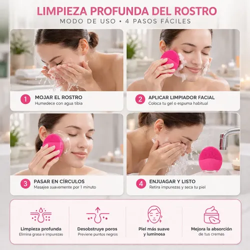 Limpiador Facial Eléctrico Silicona Masajeador Exfoliante