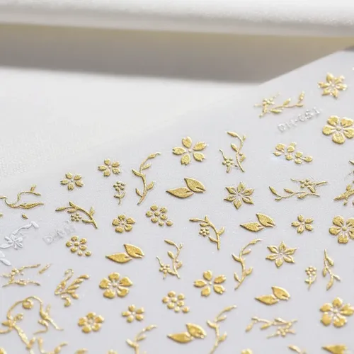 Pegatinas Para Uñas Con Flores Doradas, Decoración Diy