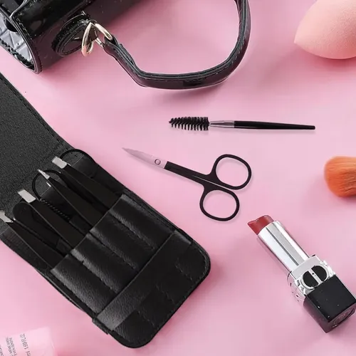 Kit 7pzs Pinzas Para Cejas Profesionales Con Tijera