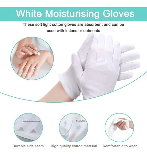 Guantes De Algodón Blancos Para Manos Secas Y Eczema Chico