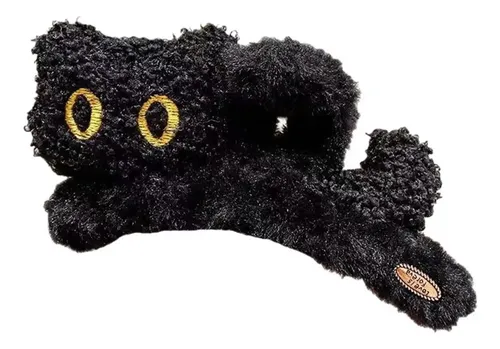 Pasador De Pelo De Felpa Gato Negro