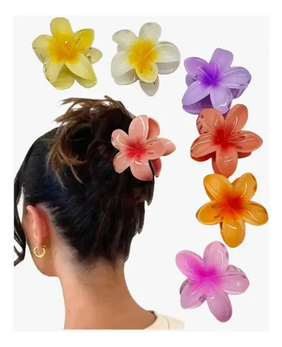Broche Pelo Flores Hawaianas Gancho Flor Tendencia Xl Unidad