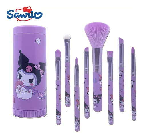 8 Brochas Maquillaje Kawaii Estuche Viaje Regalo Hello Kitty