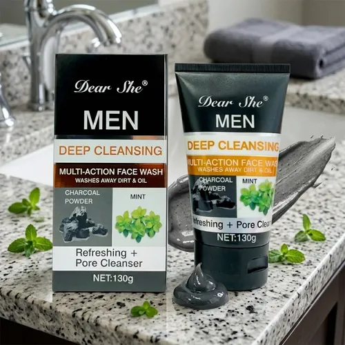 Limpiador Facial Hombre Carbón Activo Menta Gel 130g