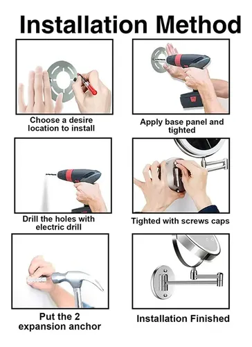 Espejo De Doble Cara Para Baño O Tocador De Pared Recargable