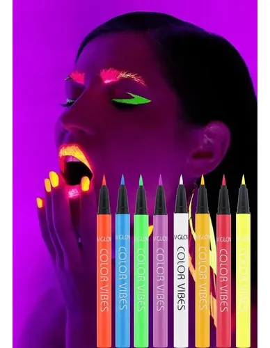 Delineador Uv Glow Neon Blanco 8 Colores