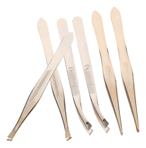 Kit De 6 Pinzas Para Pestañas: Acero Inoxidable Para Cejas