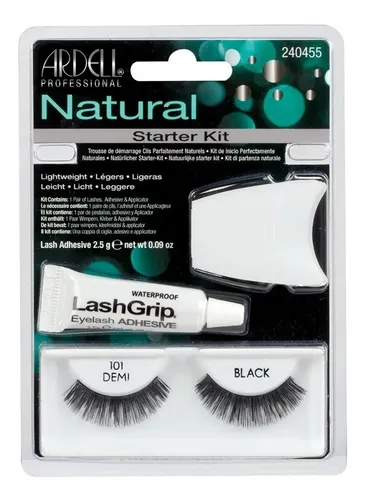 Pestañas Postizas Ardell Kit Natural 101 Demi Black Con Adhesivo