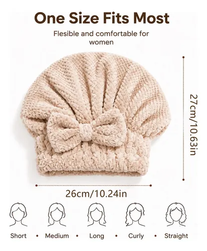 Gorro De Baño Con Lazo Lindo De Terciopelo Coral (caqui)
