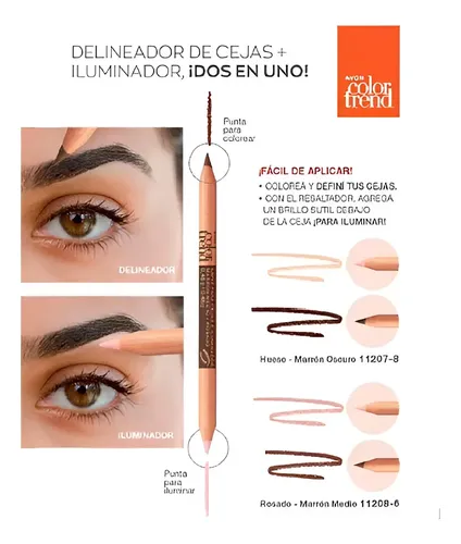 Lápiz Delineador Para Cejas + Iluminador Avon Color Trend