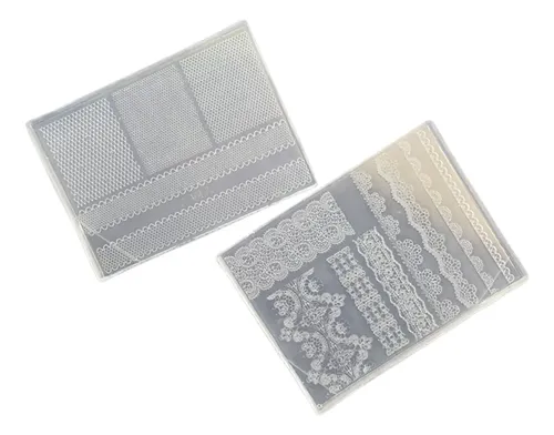 Pack Of 2 Lace Embossing Europe Nails Art Molds Silicone