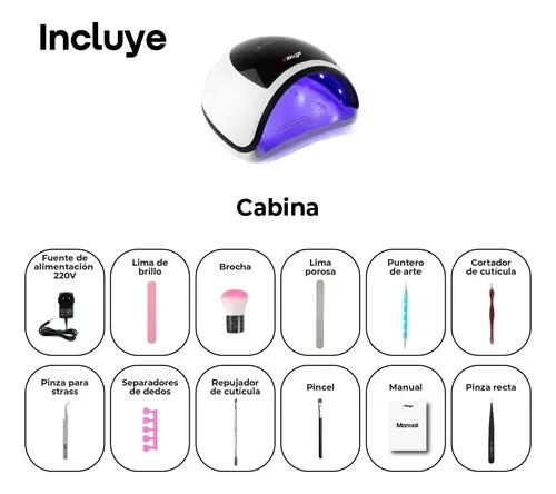 Cabina Uñas Waggs UV LED con Sensor Temporizador 96W Secado Rápido