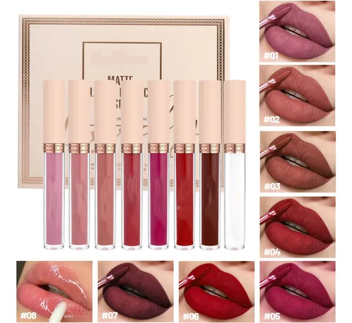 Set De 8 Lápices Labiales Líquidos Mate Mate Que No Se Decol