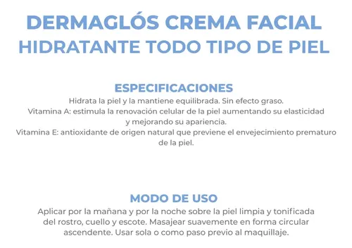 Dermaglós Facial Crema Hidratación Diaria Todo Tipo De Piel