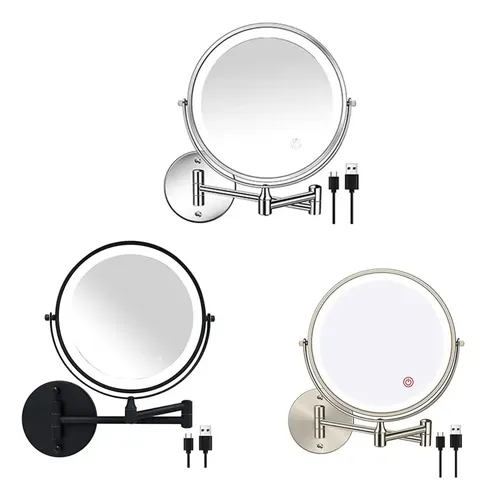 Espejo De Doble Cara For Baño O Tocador De Pared Recargable