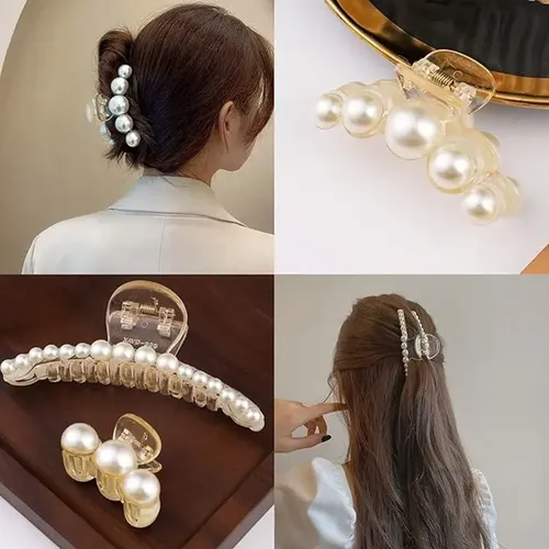 K Pinzas Grandes For El Pelo Con Forma De Perla, 4 Unidades
