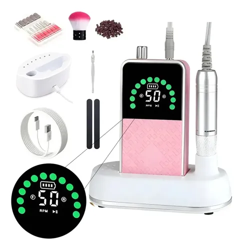 Taladro Profesional Para Pulir Limas De Uñas, Portátil, 50 0 Rosa