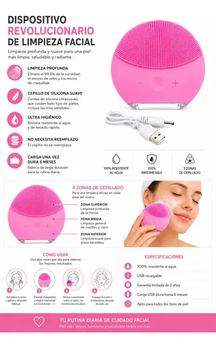 Cepillo Facial Eléctrico De Silicona Recargable Impermeable