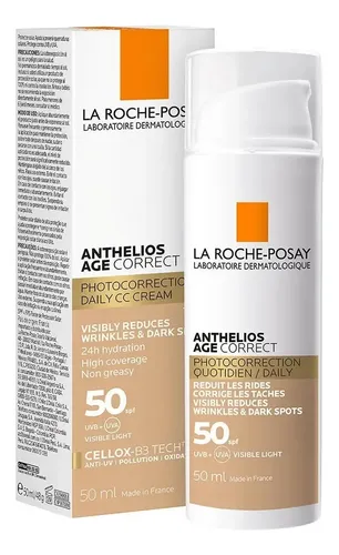 La Roche-Posay Anthelios Age Correct Protector Solar Facial Antiarrugas, Hidrata Y Restaura La Barrera De La Piel, Con Ácido Hialurónico Y Tecnología Cellox-B3, Para Piel Sensible, 50 ml