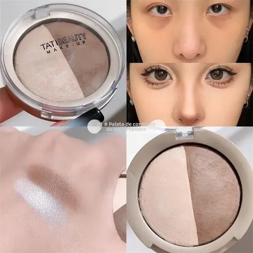 Paleta 2 En 1 Contorno Iluminador Polvo Compacto Profesional