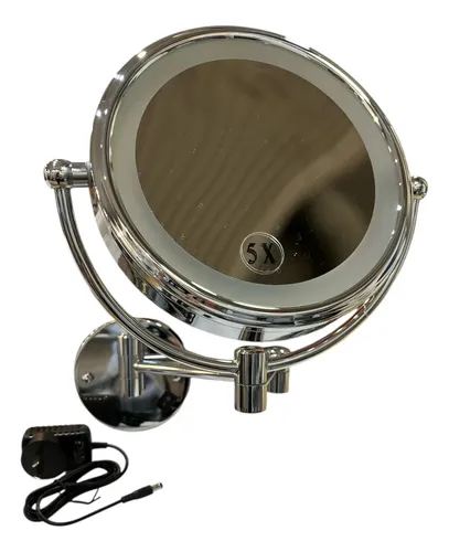 Espejo Pared Luz Led Aumento 5x Diám 20cm C/ Transformador