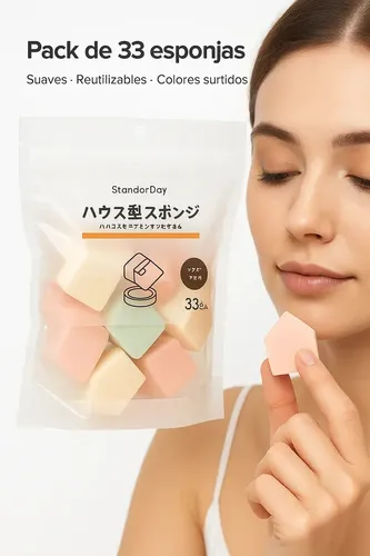 Kit X33 Esponjas Facial Para Maquillaje Celulosa Piel Color Tamaño De La Esponja Mini